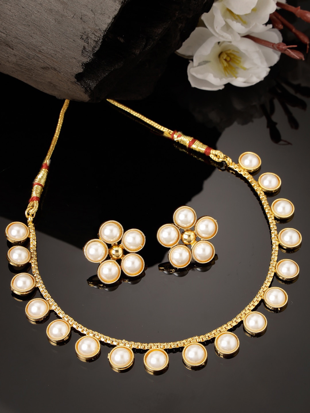 

ADIVA Gold-Plated Stones-Studded Jewellery Set