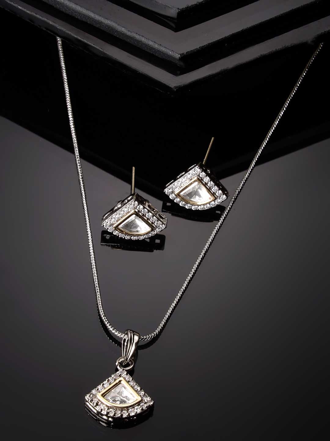 

ADIVA Silver-Plated American Diamond Studded Jewellery Set