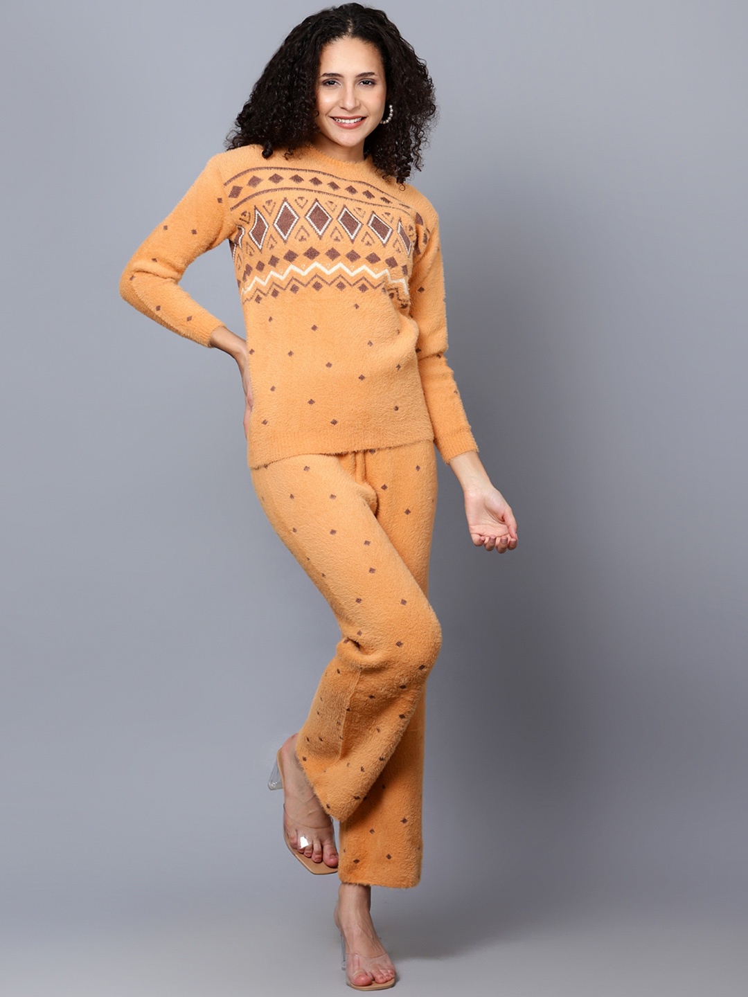 

BROOWL Printed High Neck Top & Trouser, Orange