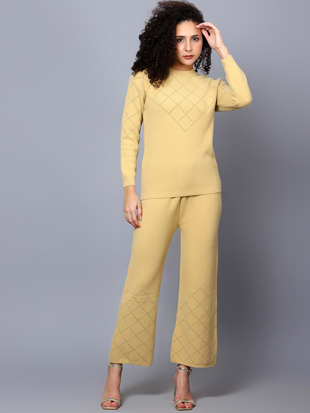 

BROOWL Printed Sweater & Palazzo Co-Ords, Yellow