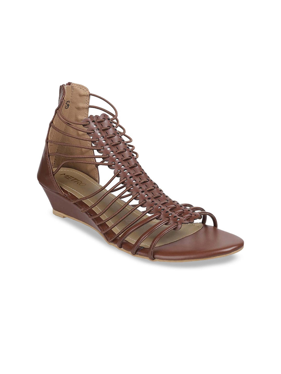 

Metro Open Toe Mid Top Wedges Gladiators, Brown