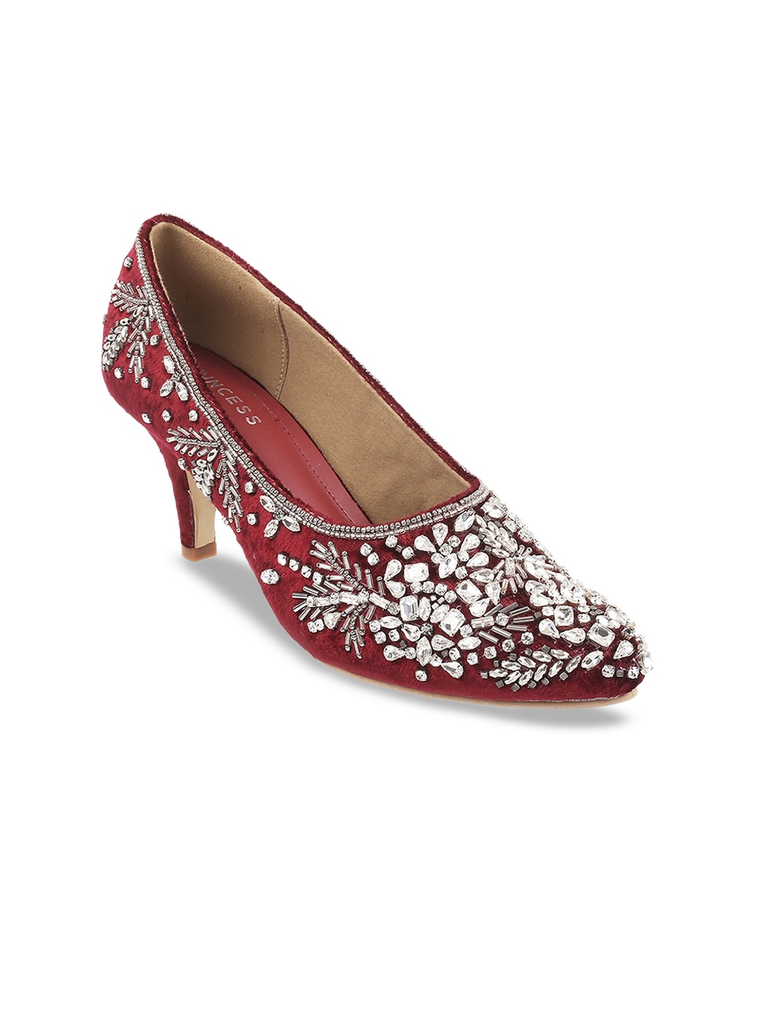 

Metro Ethnic Embellished Block Heels, Maroon