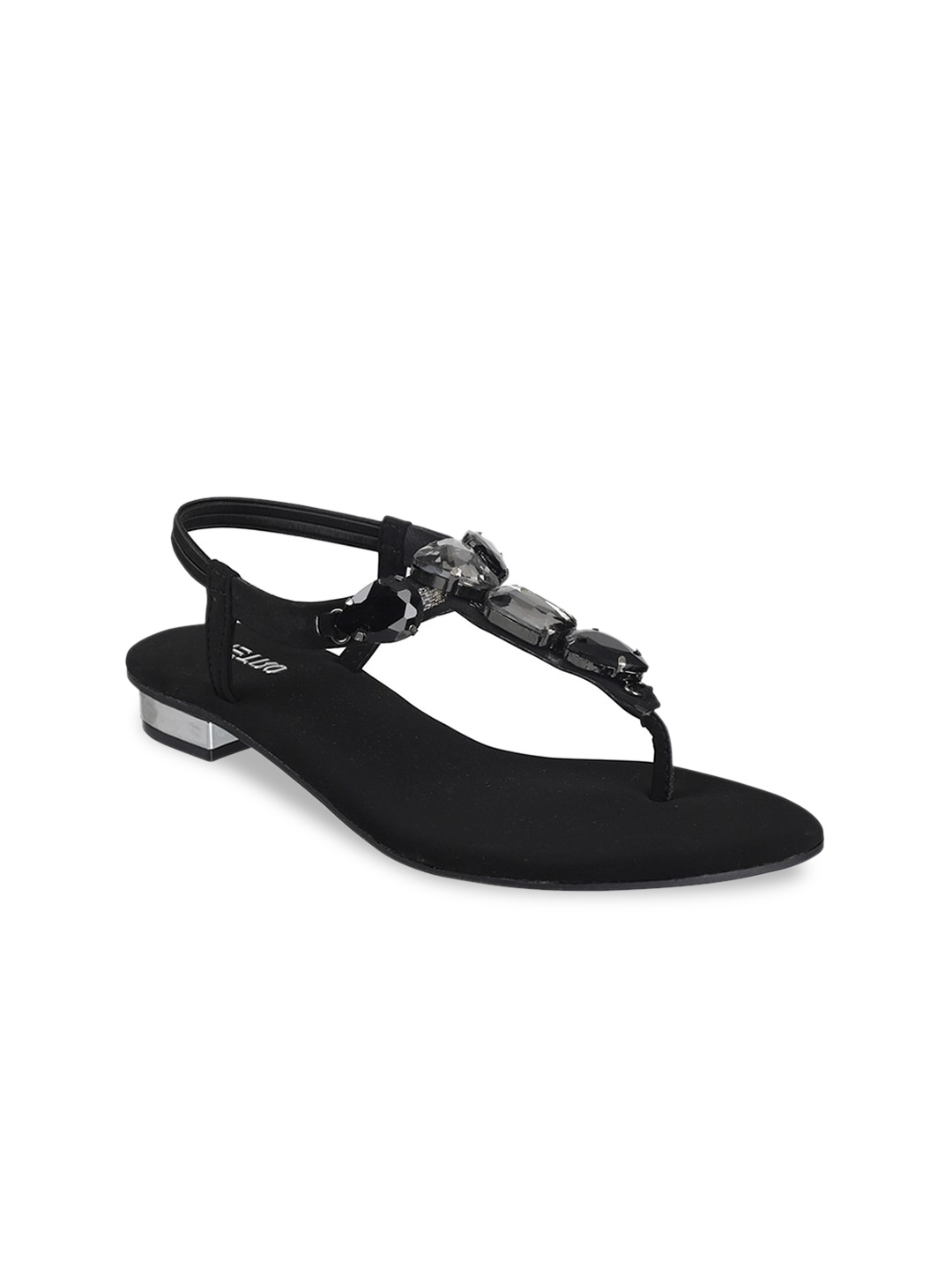 

Metro Embellished T-Strap Flats, Black