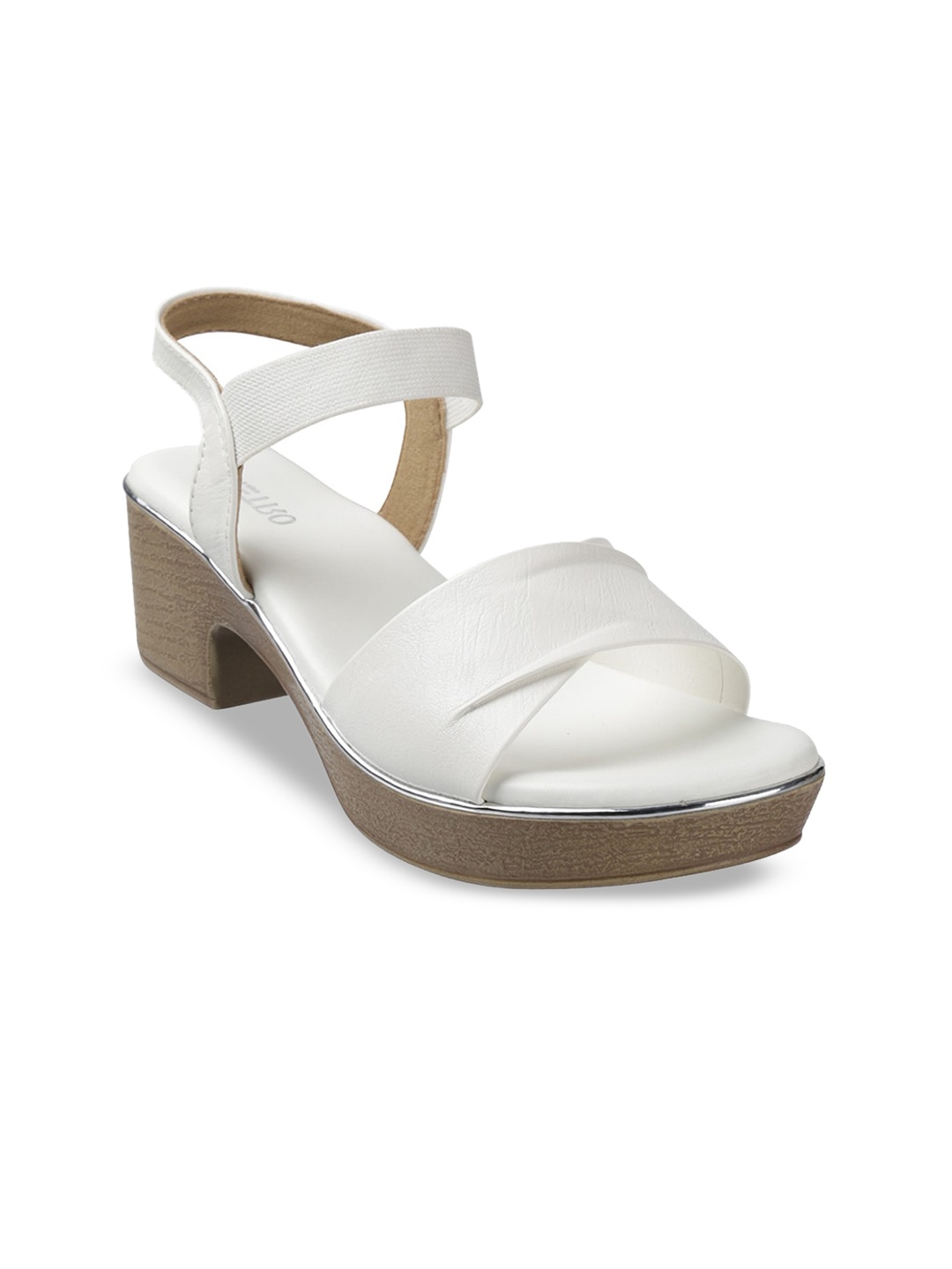 

Metro Open Toe Platform Heels With Backstrap, White