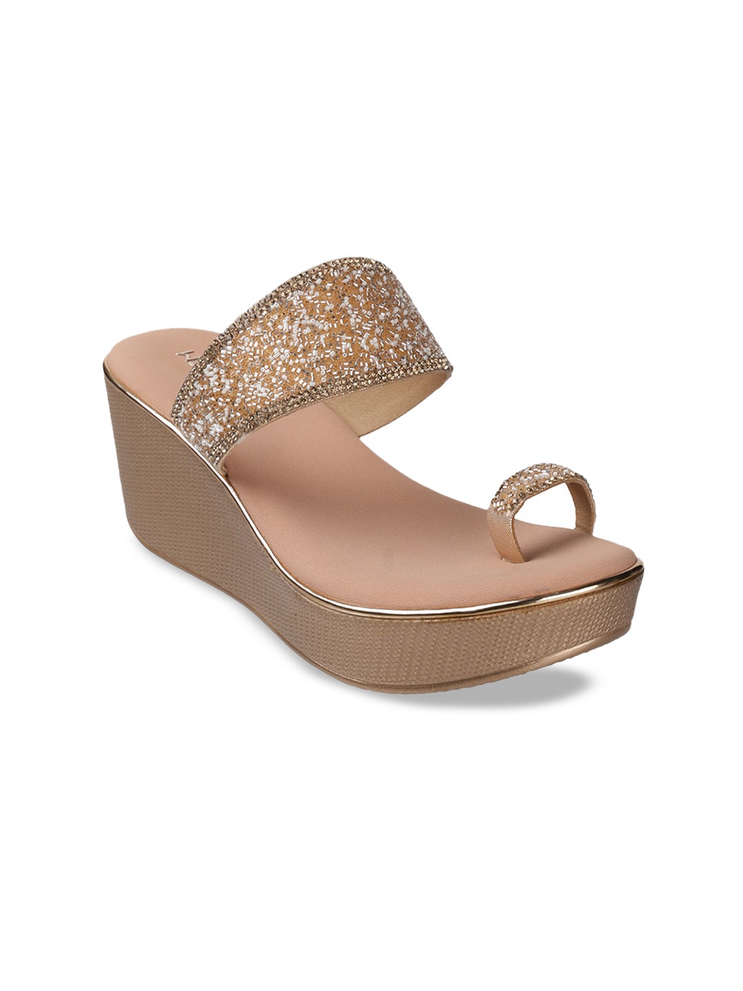 

Metro Embellished One Toe Wedge Heels, Rose gold