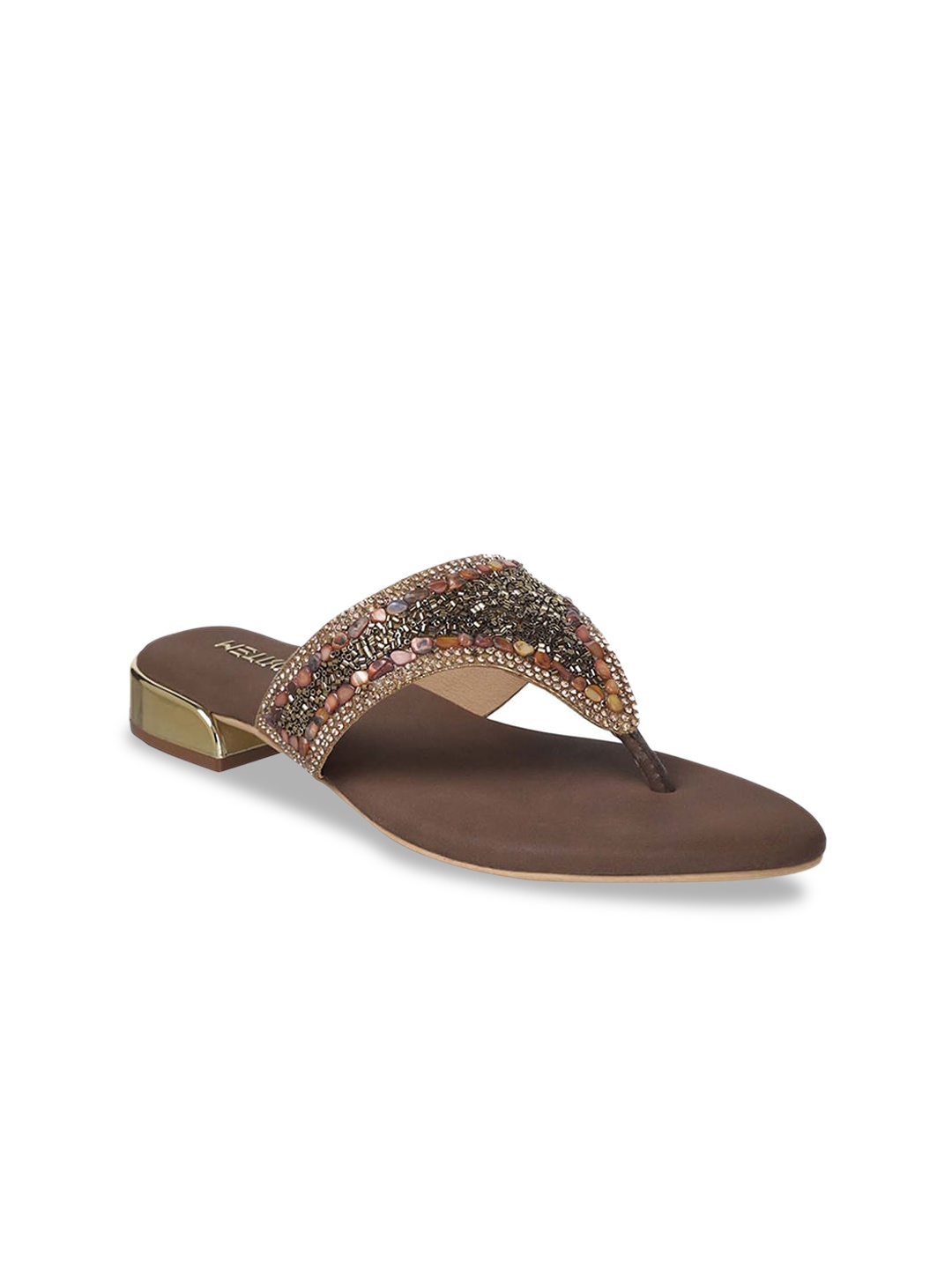 

Metro Embellished Open Toe Flats, Gold