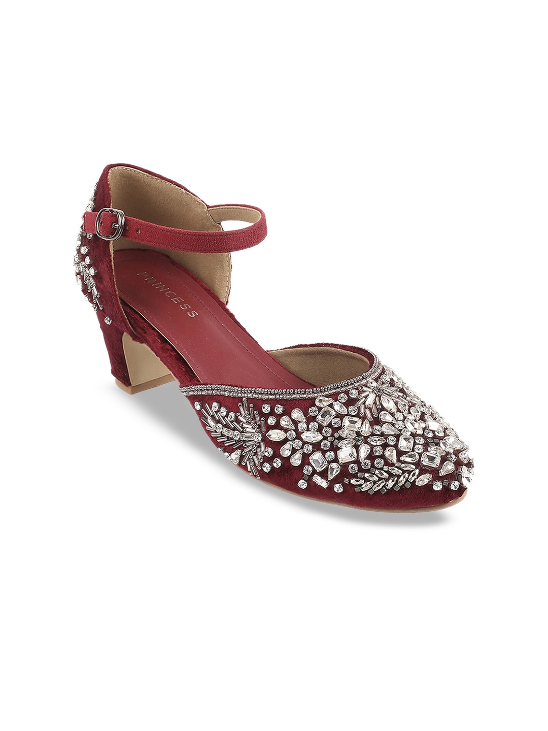 

Metro Ethnic Embellished Block Heels, Maroon