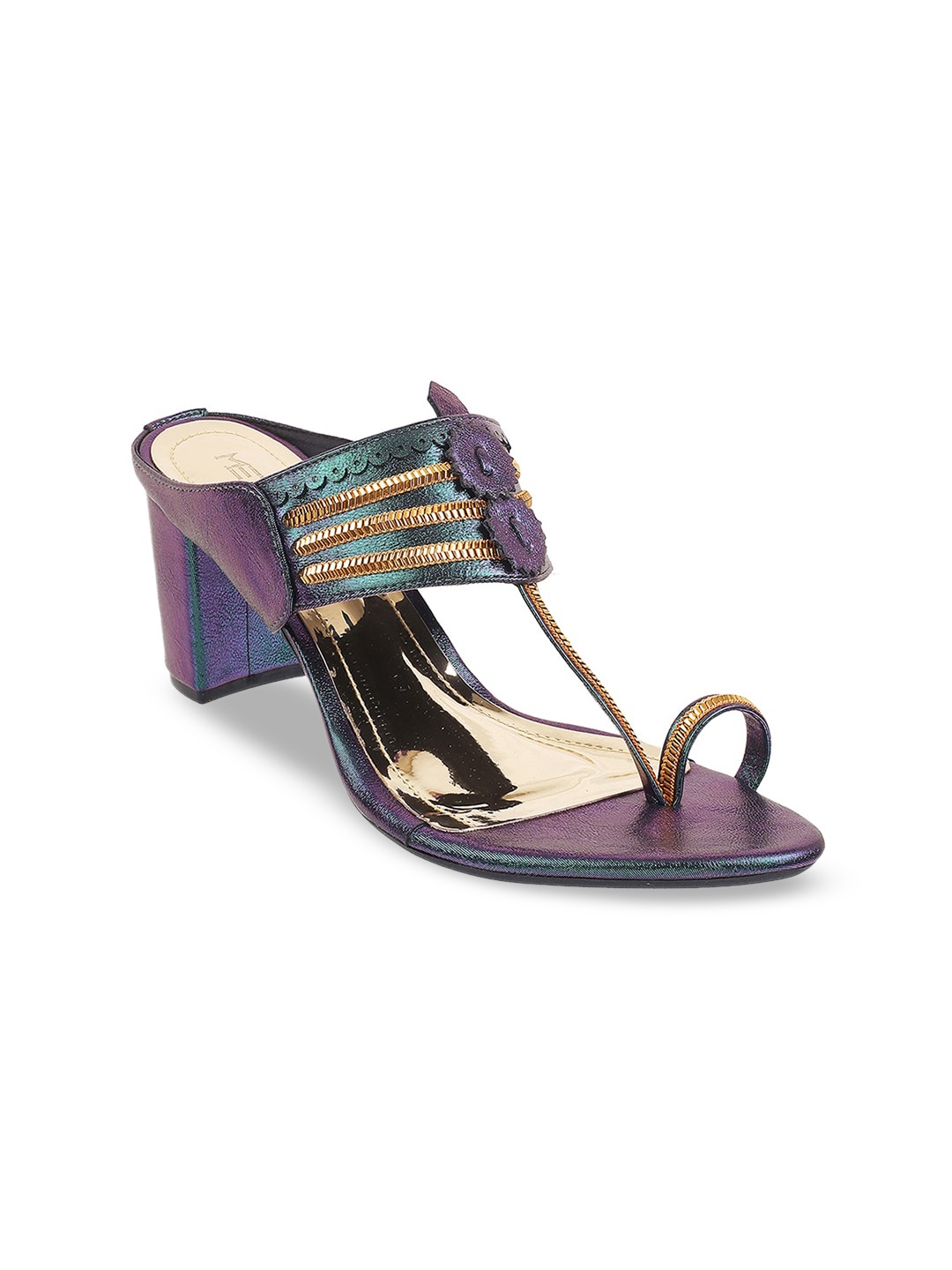 

Metro Ethnic Embellished Block Heels, Purple