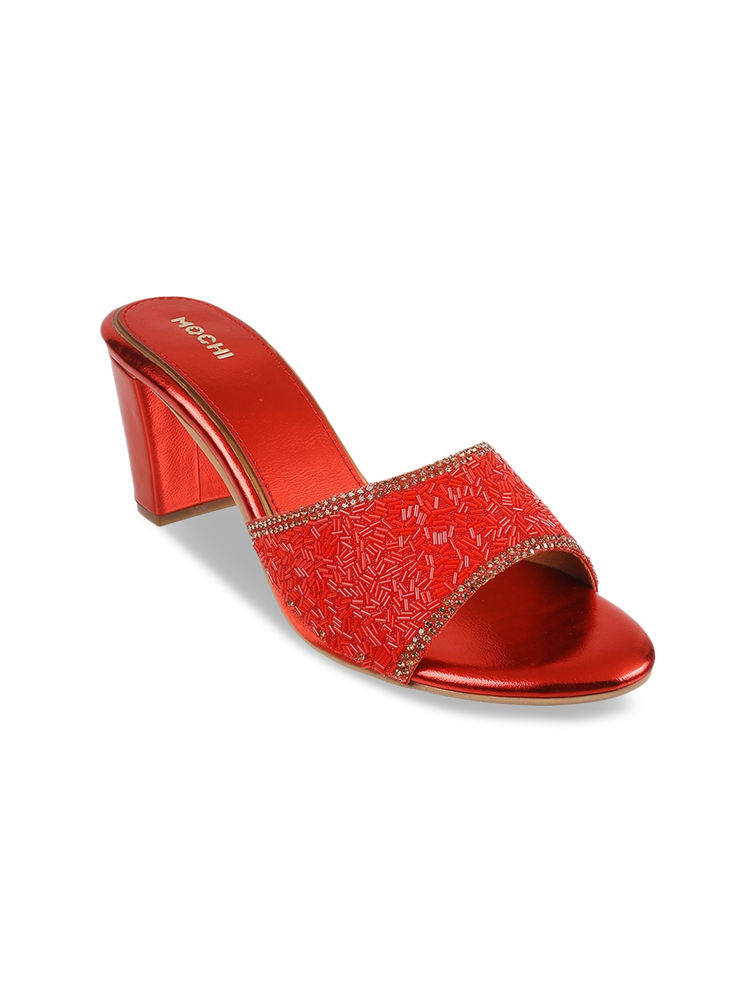 

Mochi Embellished Block Heels, Red