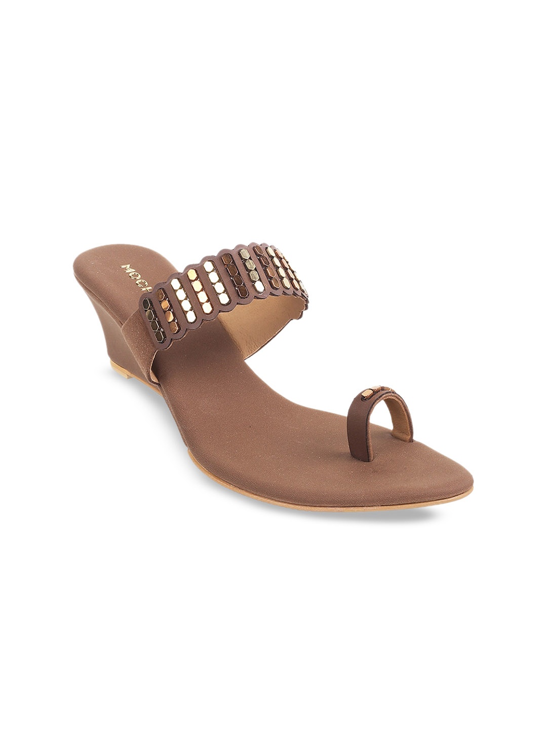 

Mochi Embellished One Toe Wedge Heels, Bronze