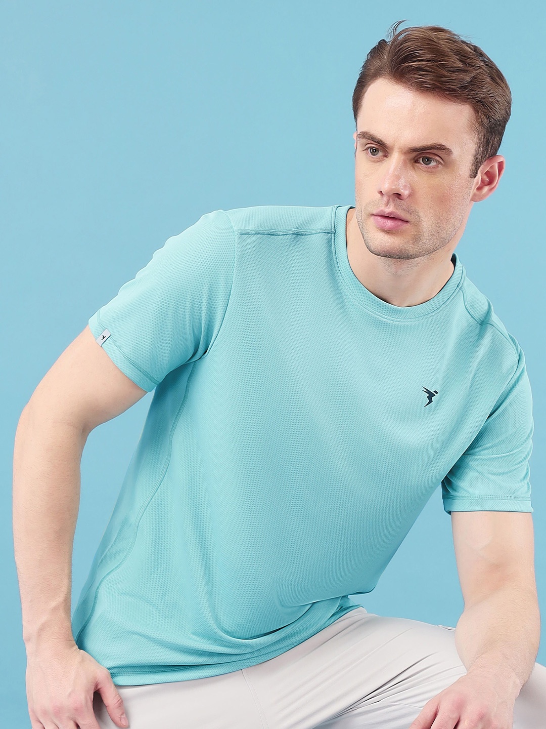 

Technosport Round Neck Short Sleeves Antimicrobial Slim Fit Training T-shirt, Sea green