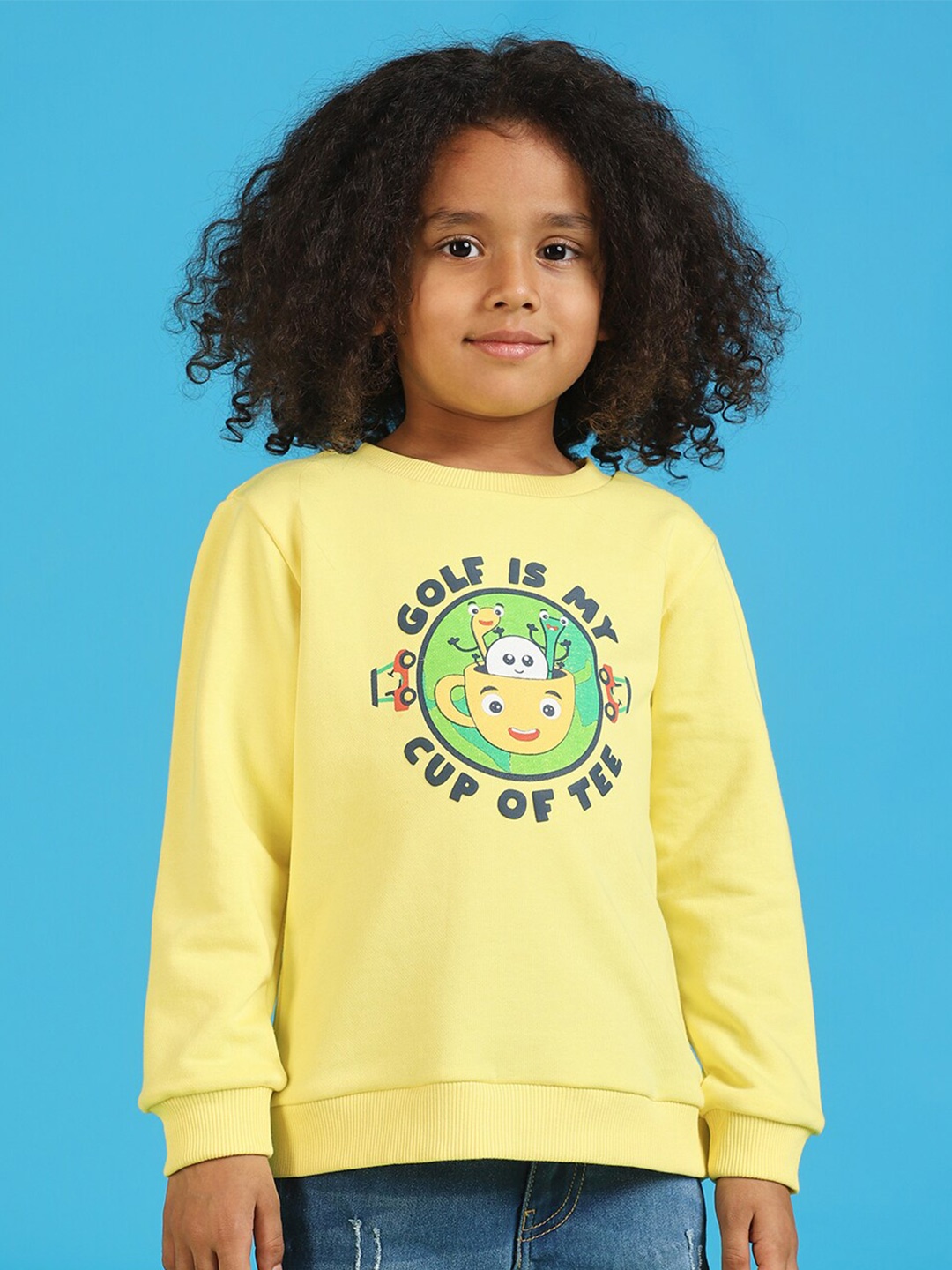 

Nauti Nati Boys Graphic Printed Round Neck Antimicrobial Pullover Sweatshirt, Yellow