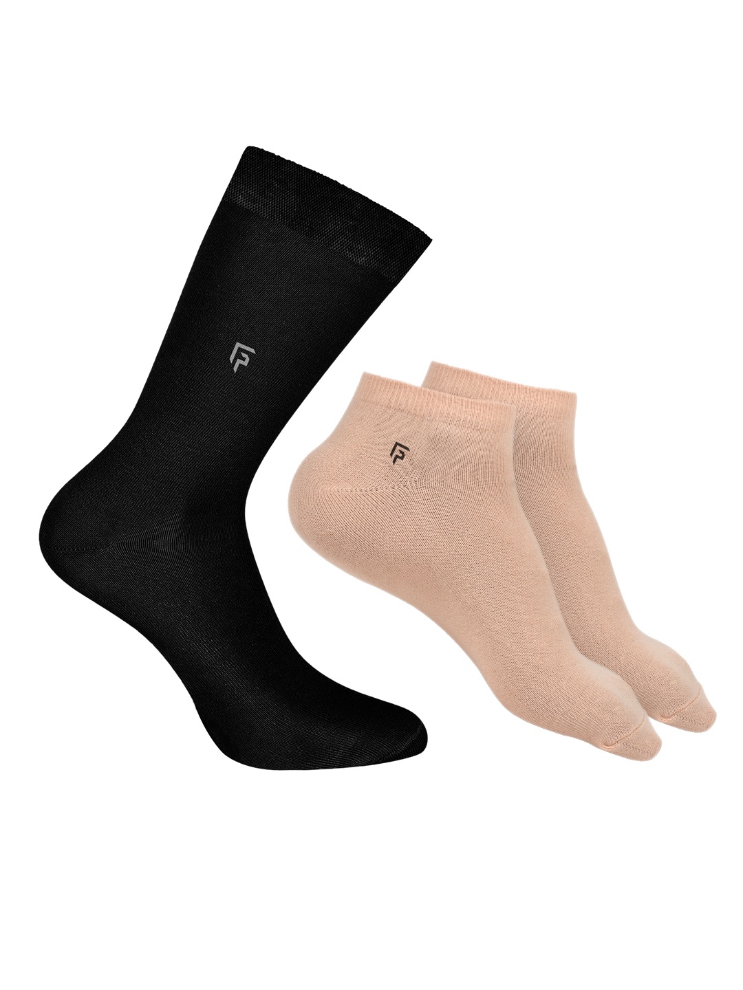 

FOOTPRINTS Men Pack Of 3 Anti Bacterial Bamboo Calf & Ankle Length Socks, Peach