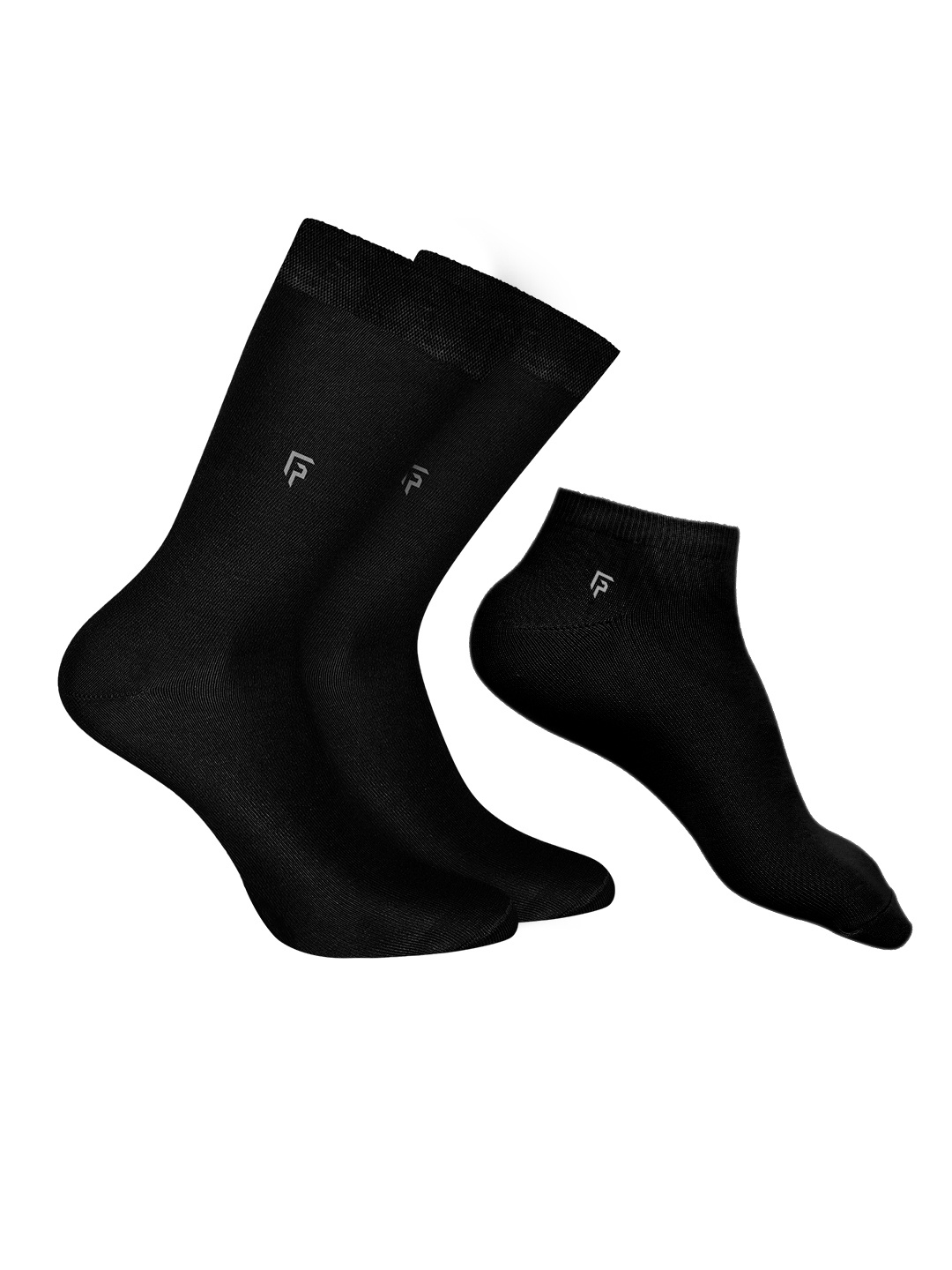 

FOOTPRINTS Men Pack Of 3 Bamboo Cotton Calf Length Socks, Black