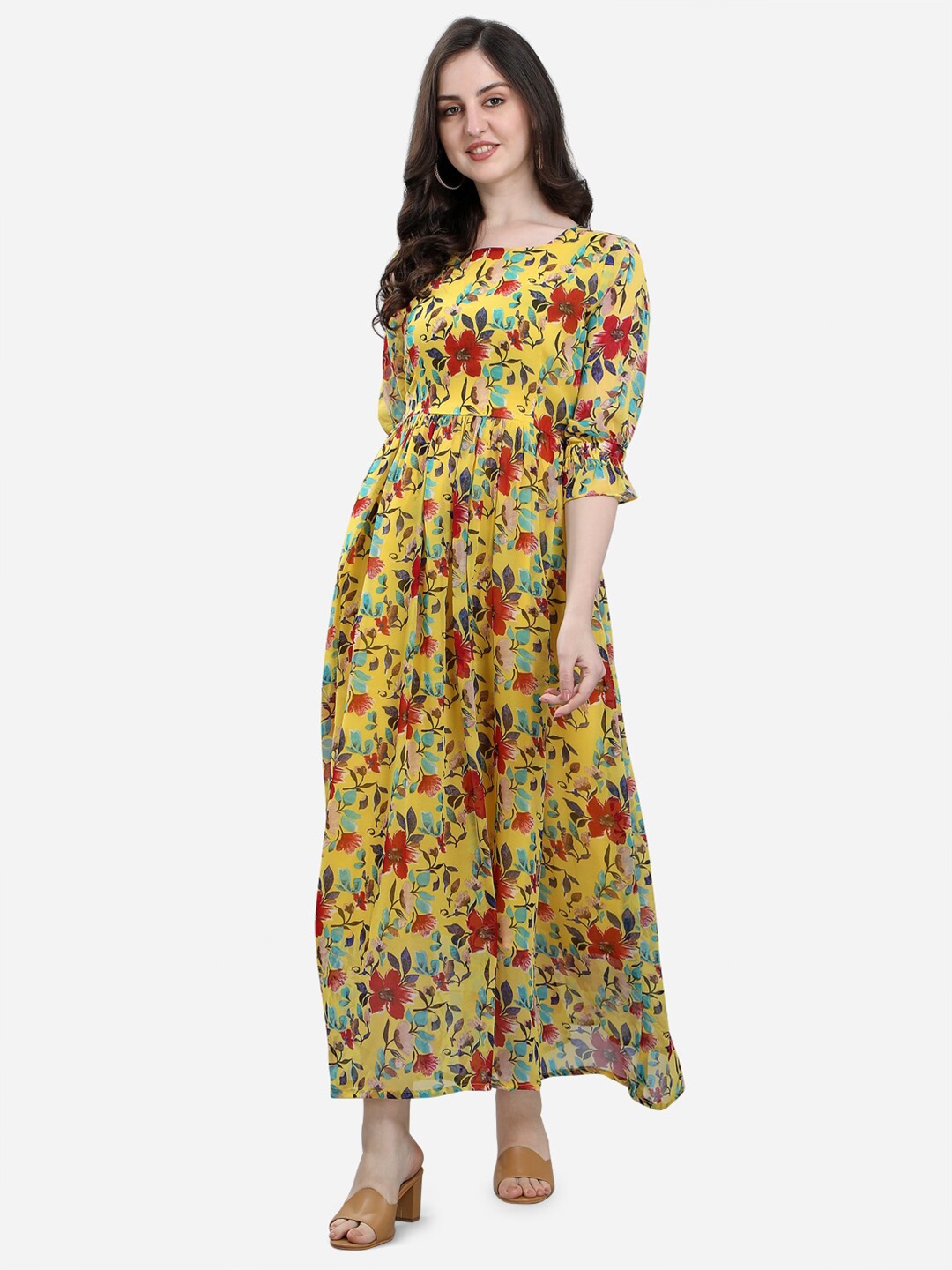 

Fashion2wear Floral Printed Fit & Flare Maxi Dress, Yellow
