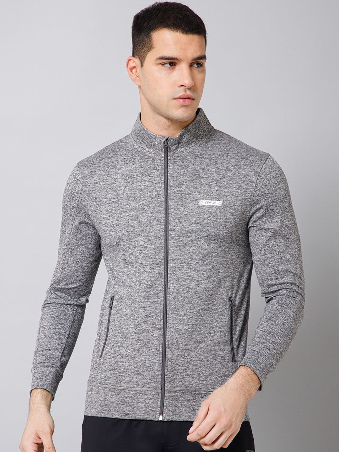 

Cantabil Mock Collar Lightweight Running Sporty Jacket, Grey melange