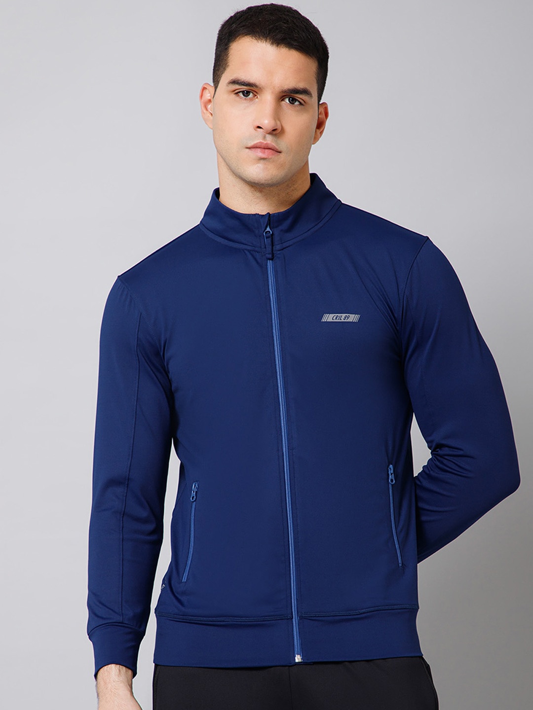 

Cantabil Mock Collar Lightweight Running Sporty Jacket, Navy blue