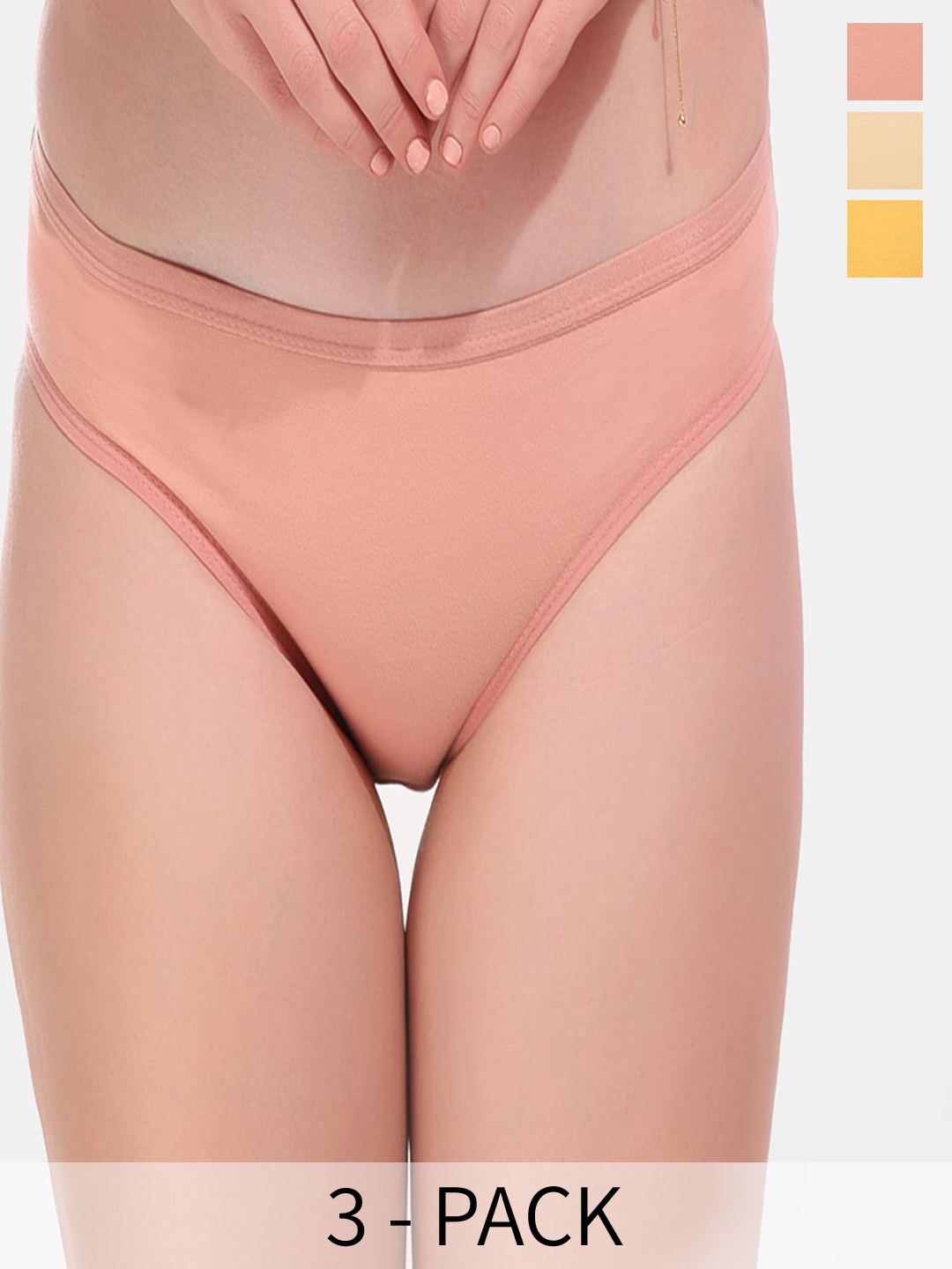 

ESOROUCHA Pack Of 3 Mid-Rise Hipster Briefs, Pink