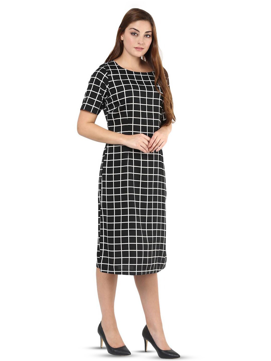 

LastInch Checked Sheath Dress, Black