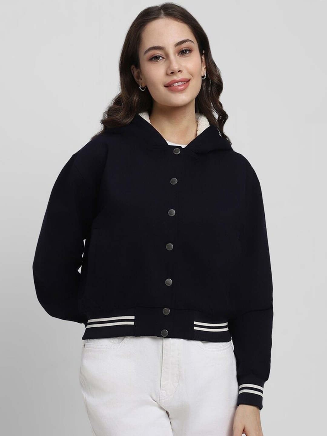 

FOREVER 21 Hooded Bomber Jacket, Black