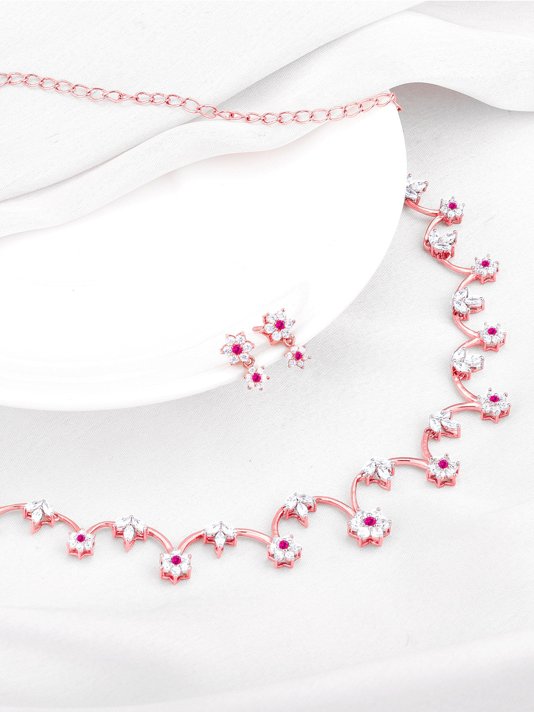 

GIVA 925 Sterling Silver Rose Gold-plated Cubic Zirconia Studded Jewellery Set