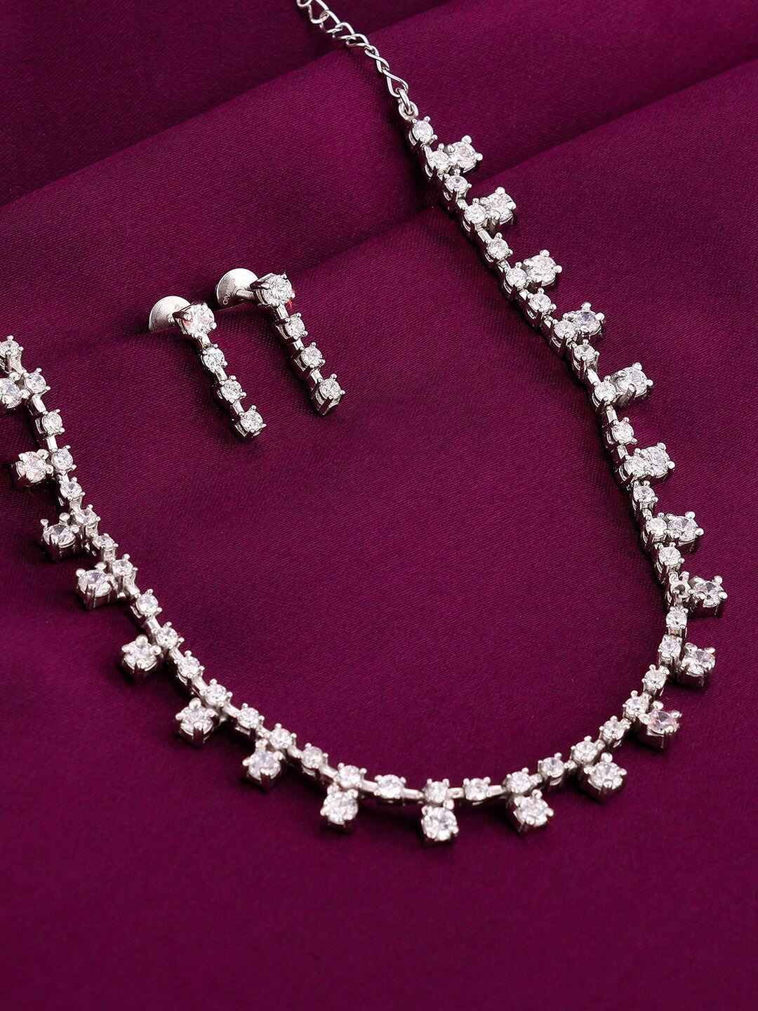 

GIVA 92.5 Sterling Silver Rhodium-Plated CZ-Studded Jewellery Set