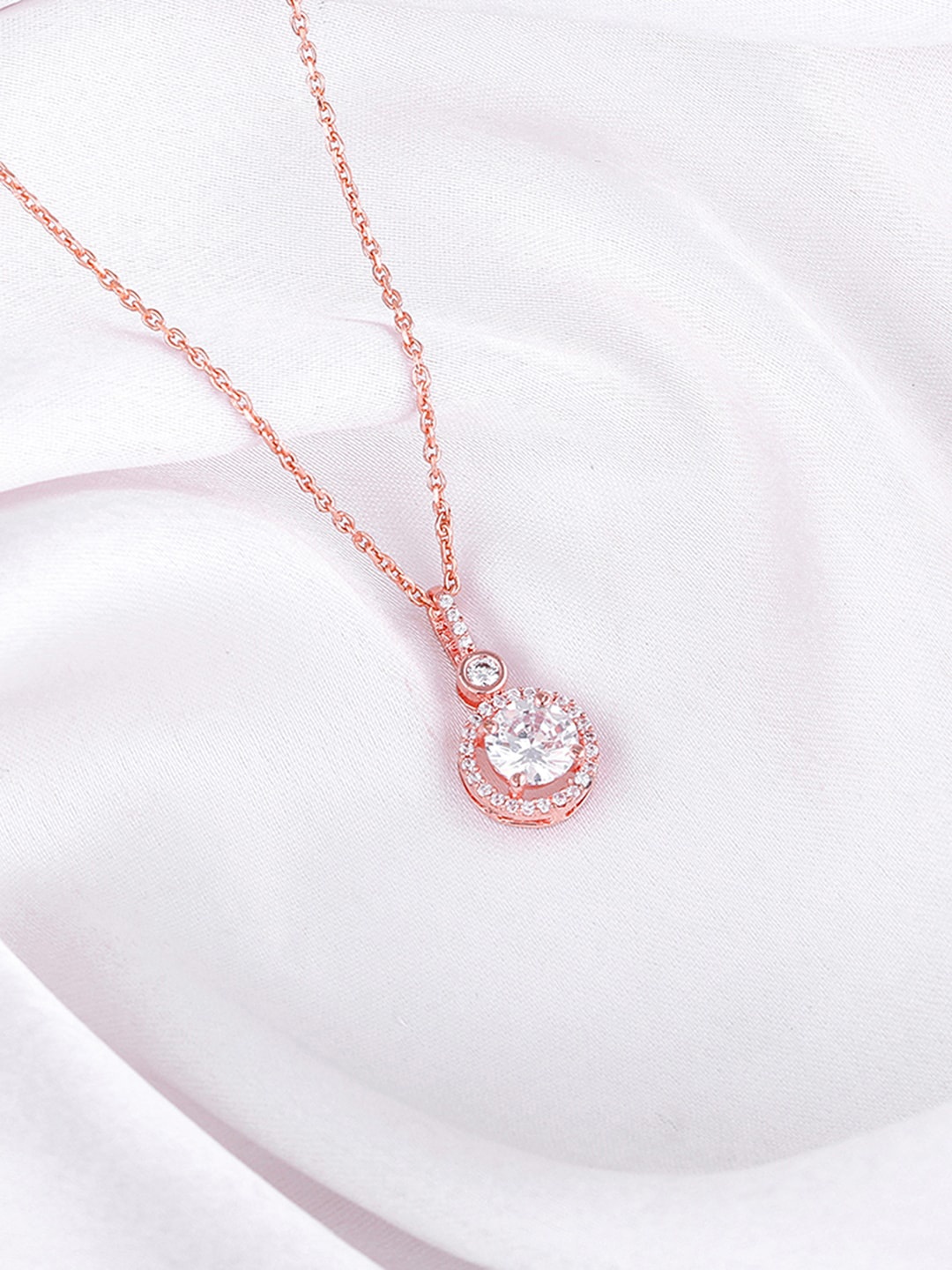 

GIVA 92.5 Sterling Silver Rose Gold-Plated Pendant With Link Chain