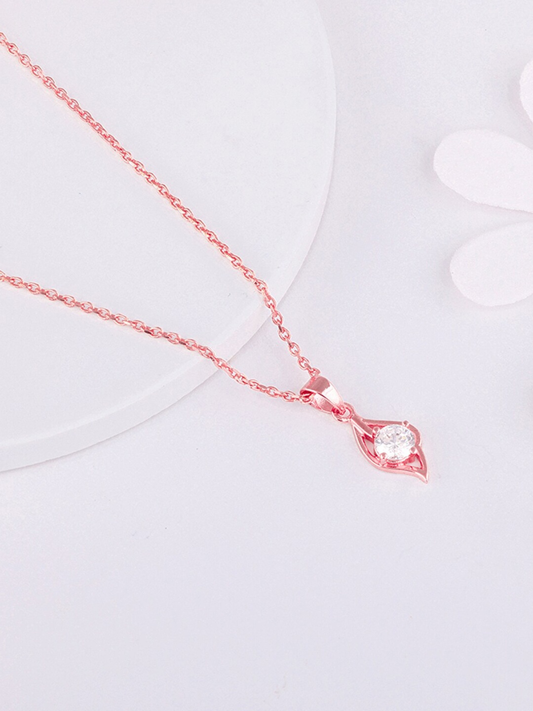 

GIVA 925 Sterling Silver Rose Gold-Plated Falling Dew Pendant With Link Chain