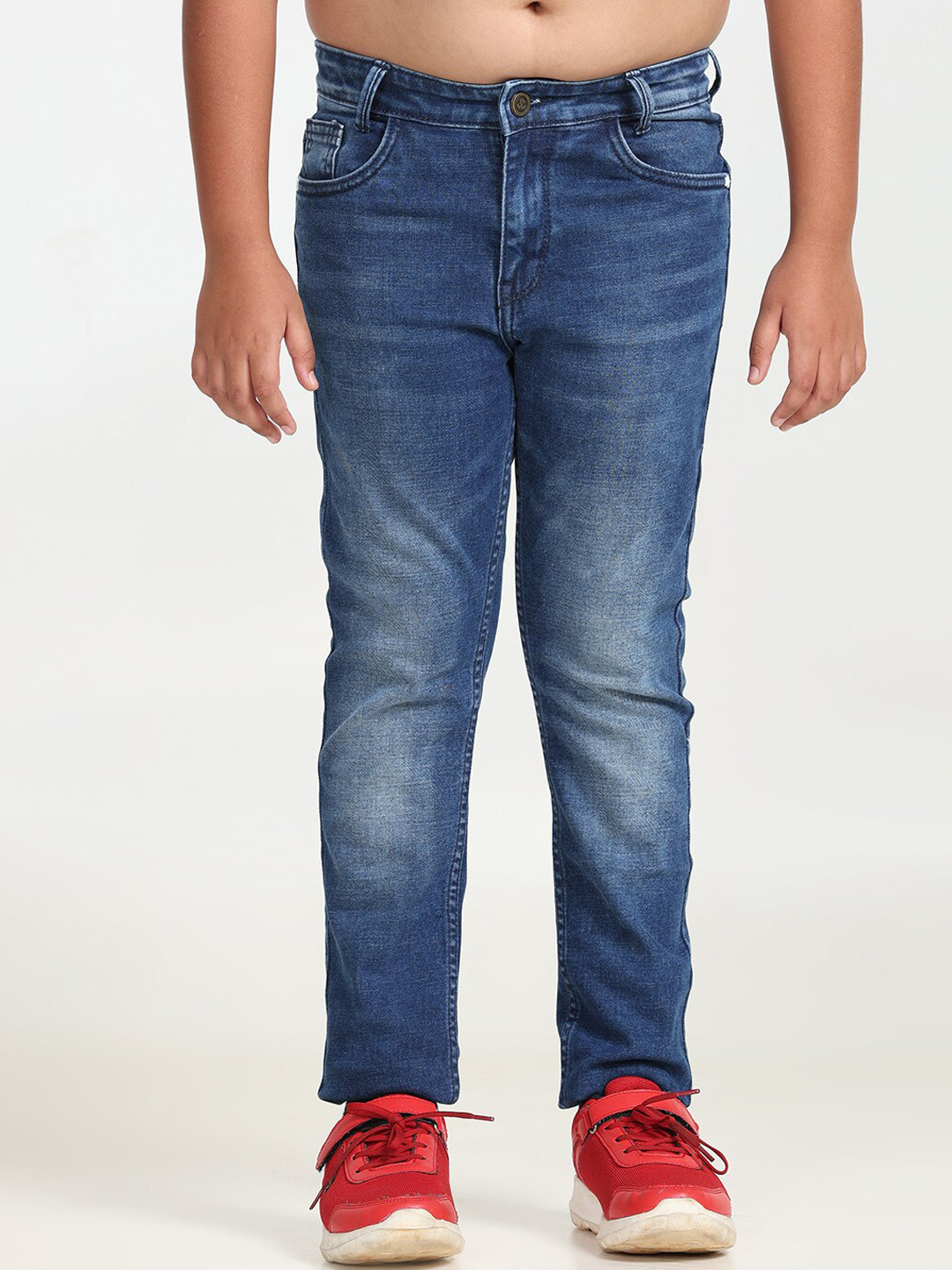 

Jean Cafe Boys Slim Fit Clean Look Whiskers Pure Cotton Jeans, Blue
