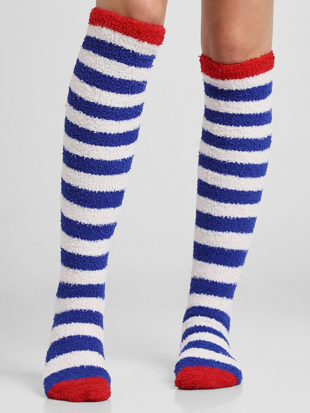 

FOREVER 21 Women Striped Knee-length Socks, White
