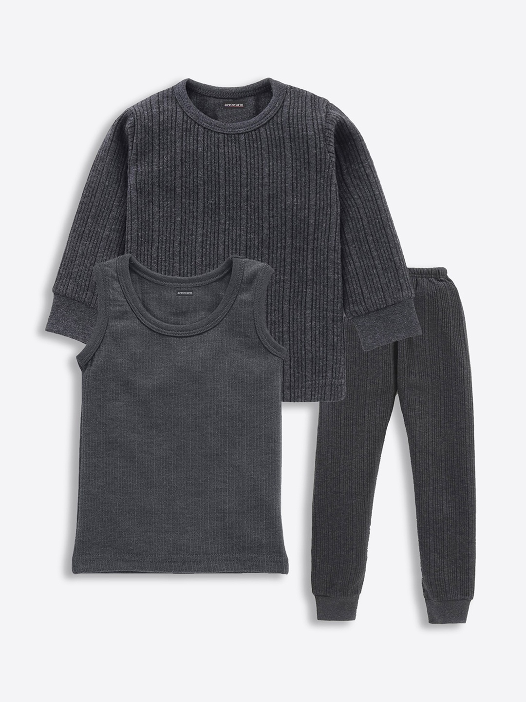 

Aerowarm Infants Girls Round Neck Cotton Thermal Set, Charcoal