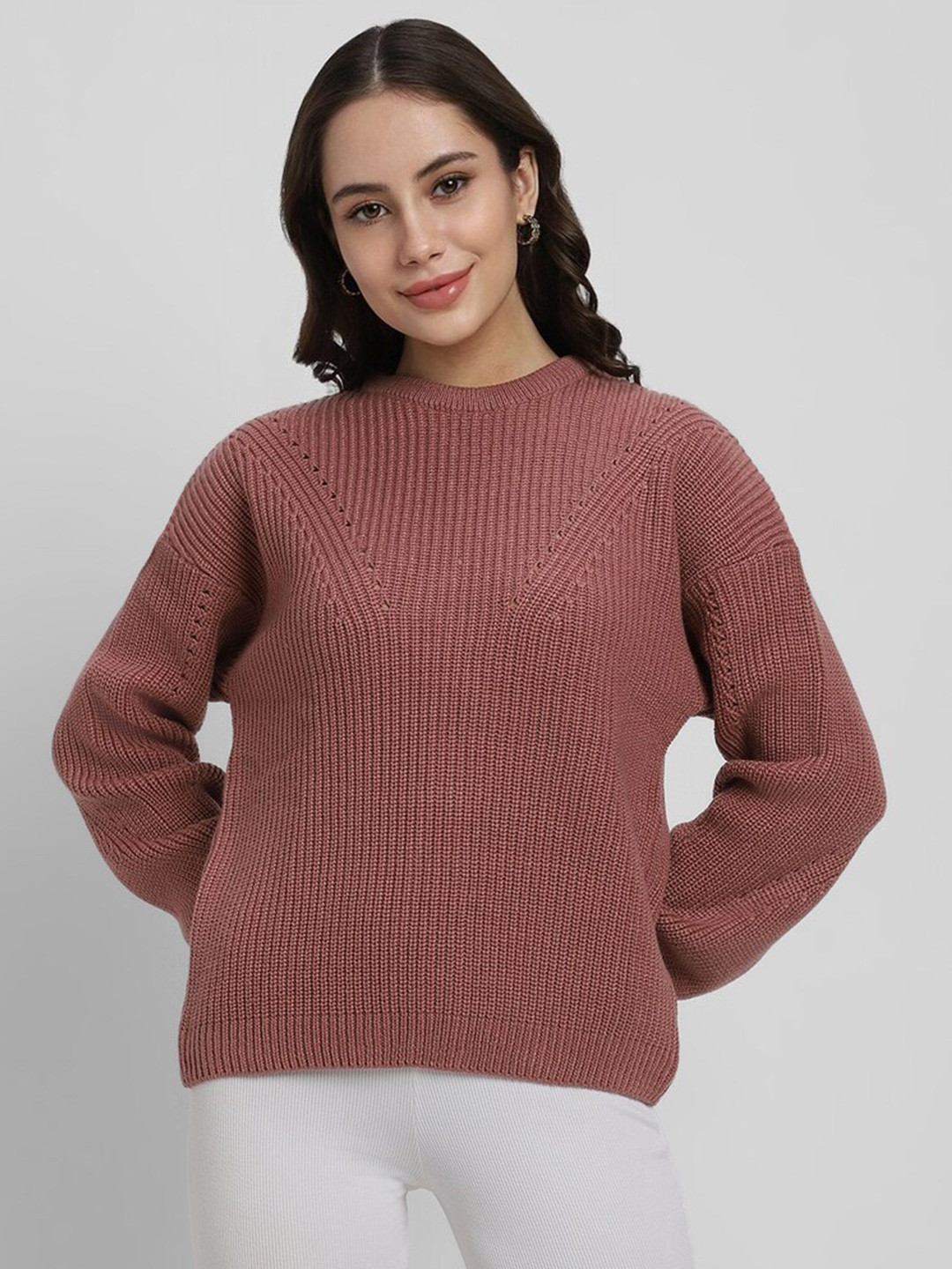 

FOREVER 21 Self Designed Acrylic Pullover, Brown