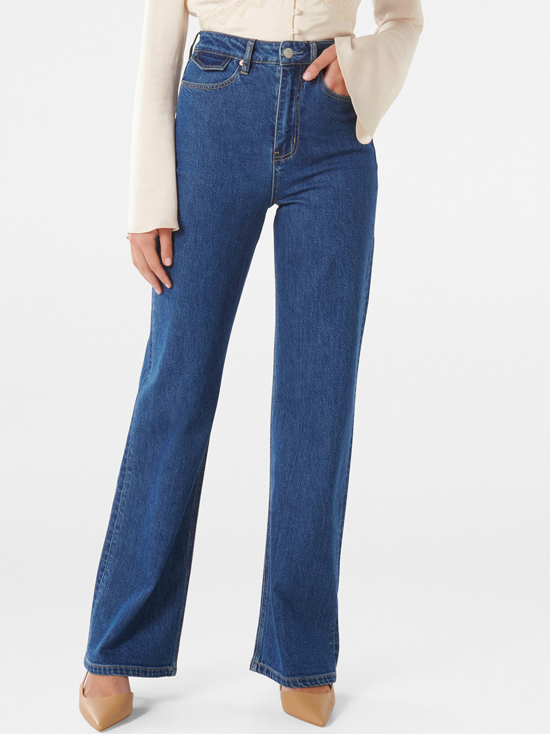 

Forever New Women Blue Straight Fit High-Rise Clean Look Stretchable Jeans