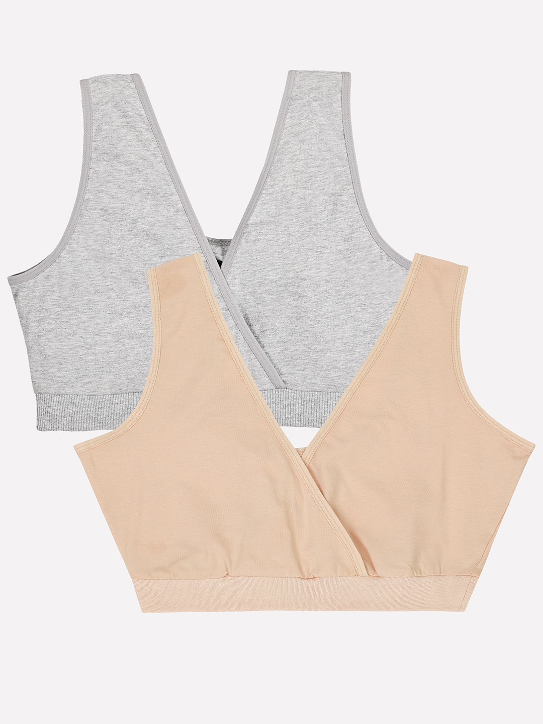 

The Mom Store Pack Of 2 Full Coverage Non Padded Maternity Bras With All Day Comfort, Grey