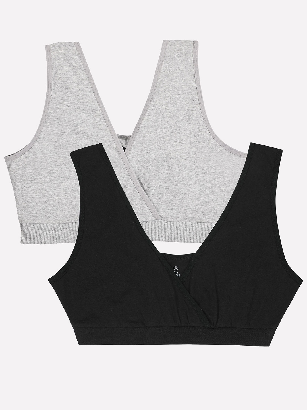 

The Mom Store Pack Of 2 Full Coverage Non Padded Seamless Maternity Bra - All Day Comfort, Black