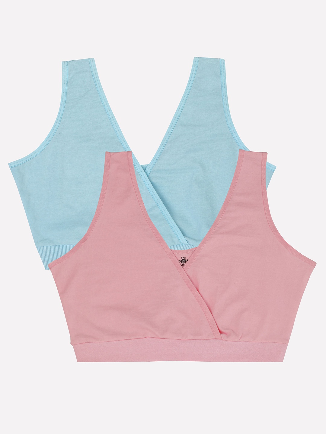 

The Mom Store Pack Of 2 Full Coverage Non Padded Maternity Bras With All Day Comfort, Blue