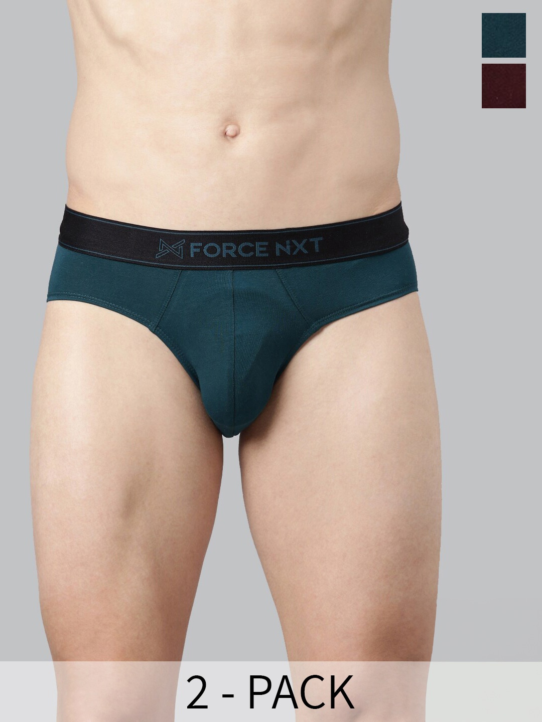 

Force NXT Pack of 2 Mid-Rise Anti Microbial Cotton Basic Briefs MNFL-35-R3-ASST-C2-PO2, Assorted