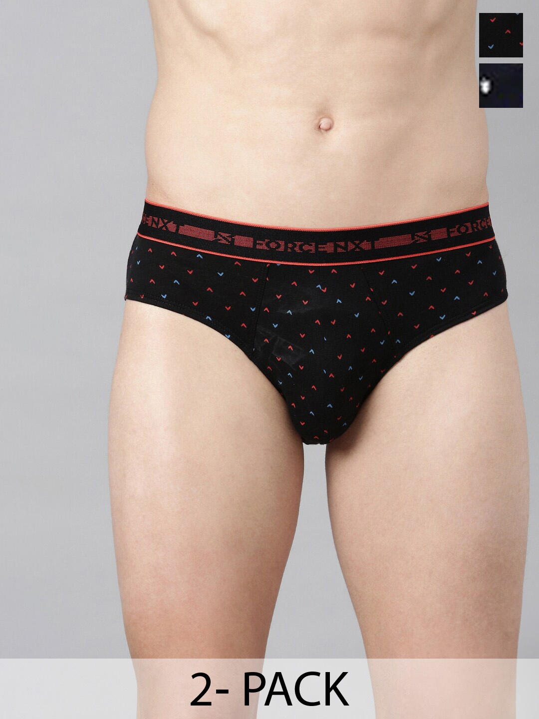 

Force NXT Men Pack Of 2 Conversational Printed Pure Cotton Briefs MNFF-116-R3-A-C3-2, Black