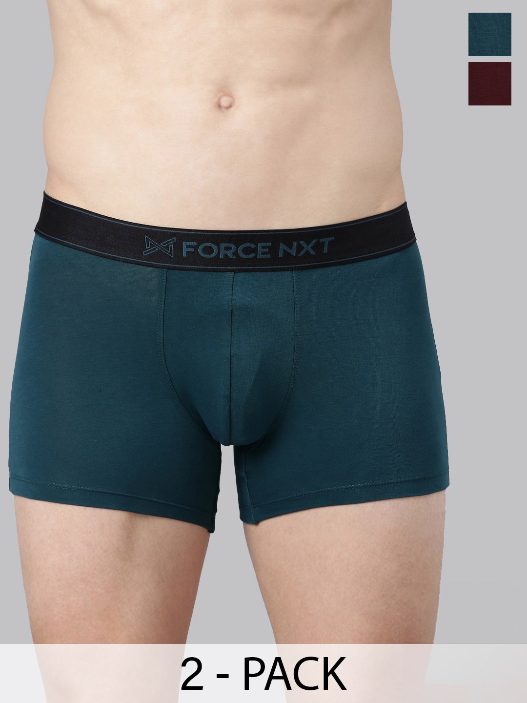 

Force NXT Pack Of 2 Cotton Trunks-MNFL-45-R3-ASST-C2-PO2, Teal