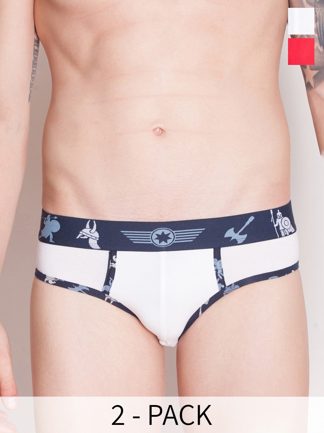 

Force NXT Men Pack Of 2 Pure Cotton Basic Briefs MNFL-34-R3-ASST-C3-PO2, Red