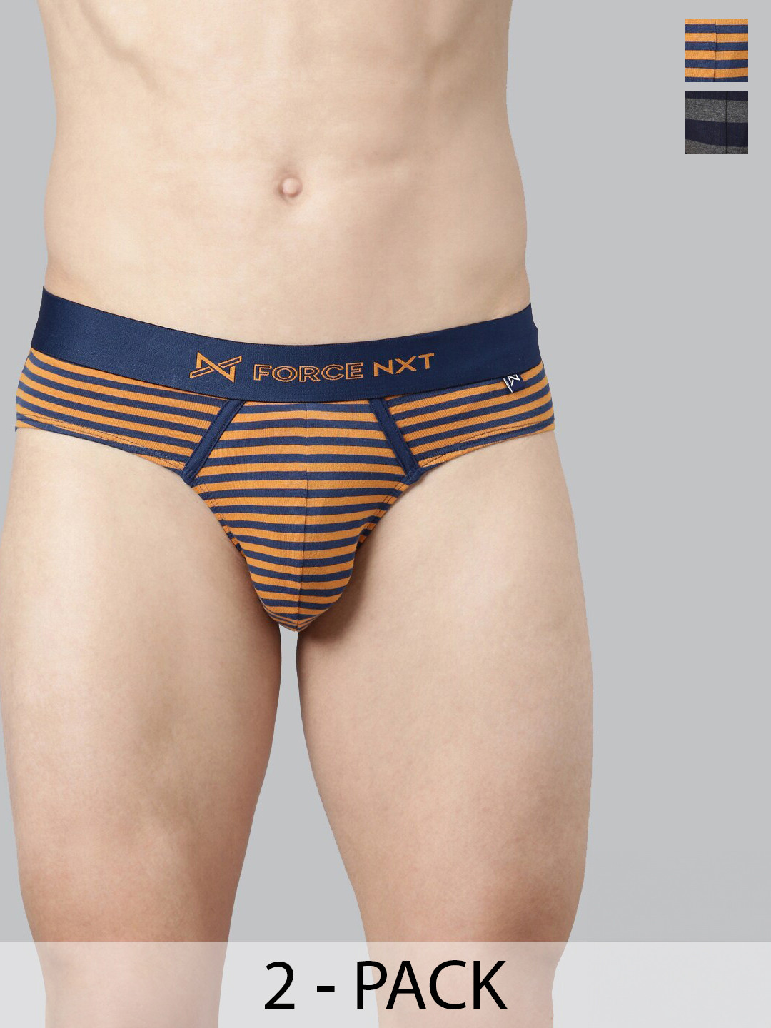 

Force NXT Pack Of 2 Striped Anti Microbial Basic Briefs MNFL-56-R3-ASST-C2-PO2, Yellow