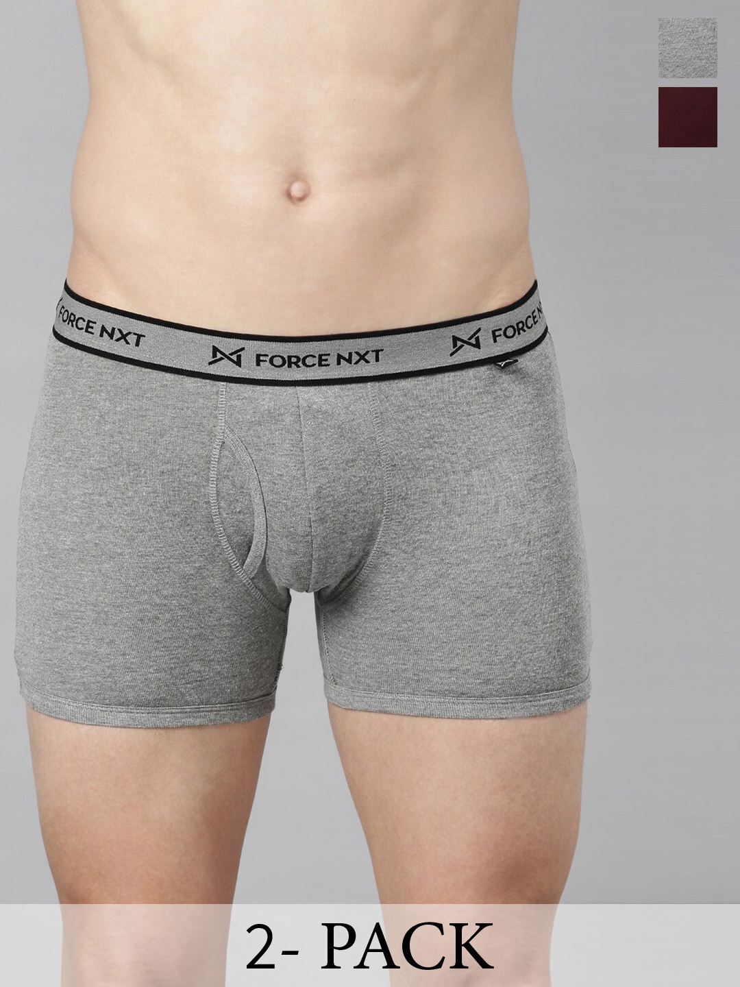 

Force NXT Men Set Of 2 Cotton Trunks MNFR-222-R3-ASST-C2-PO2, Grey