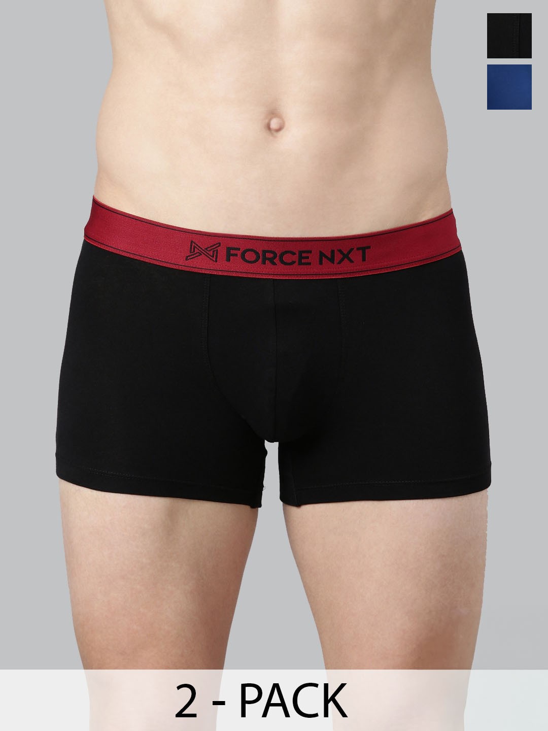 

Force NXT Men Pack Of 2 Cotton Trunks MNFL-45-R3-ASST-C1-PO2-Multi, Black