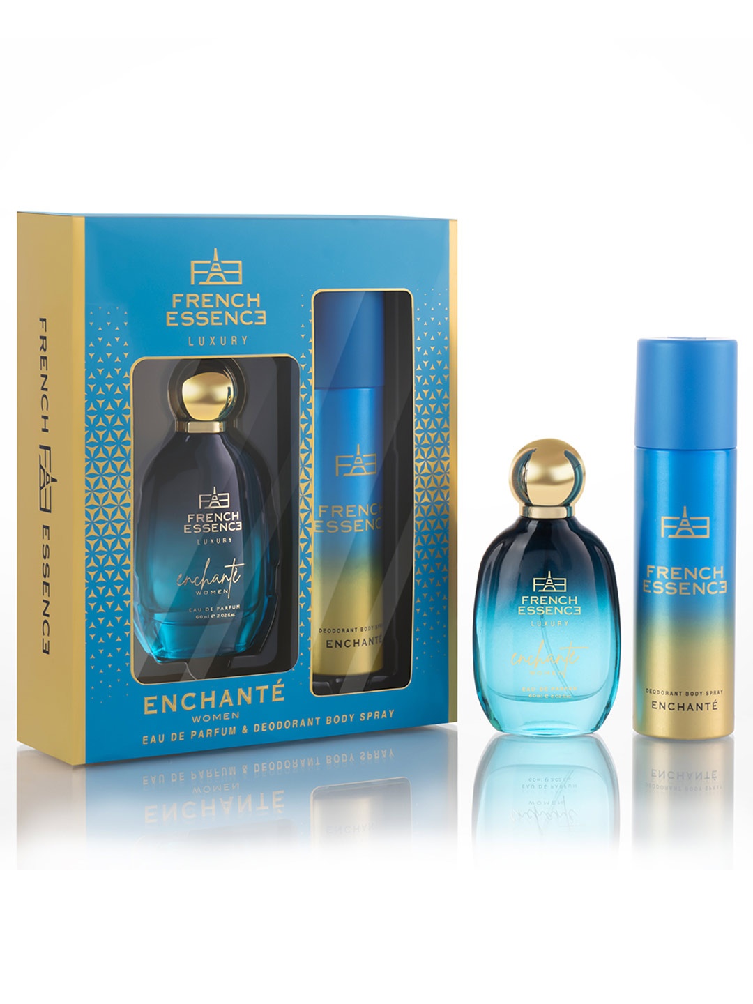 

FRENCH ESSENCE Women Set of Enchante Eau De Parfum - 60ml & Body Spray - 150ml, Blue