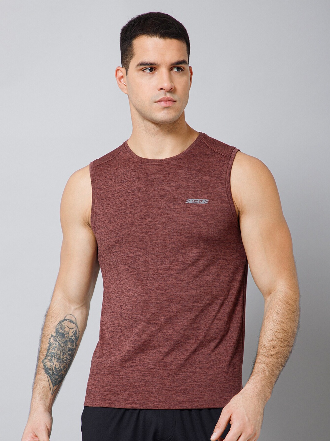 

Cantabil Round Neck Sleeveless Regular T-shirt, Maroon