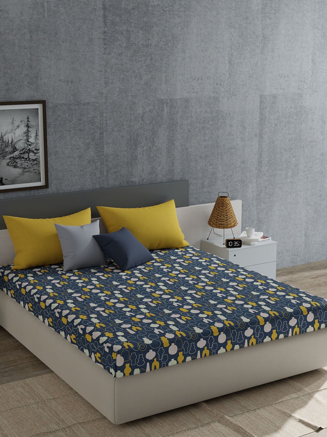 

MYTRIDENT June Blue Everyday Flat 120TC Queen Cotton Bedsheet Set