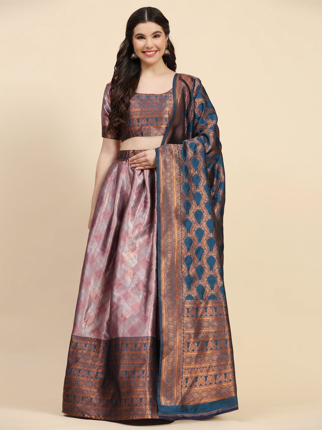 

Phenav Woven Design Ready to Wear Lehenga & Blouse With Dupatta, Lavender