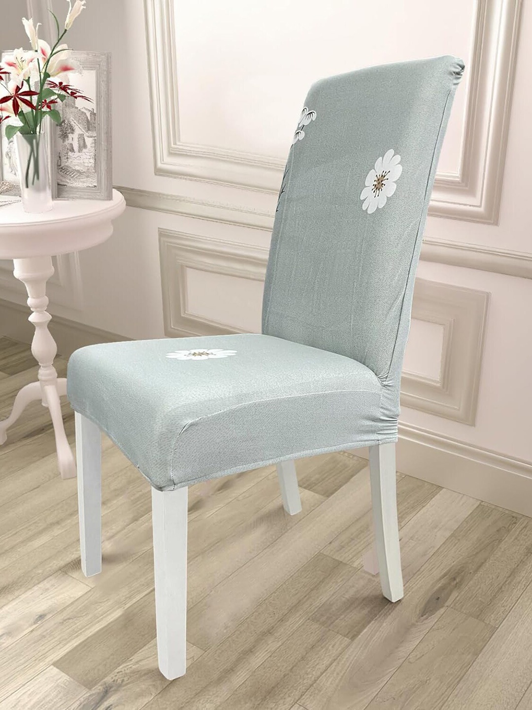 

HOUSE OF QUIRK Grey & White Printed Stretchable Chair Cover