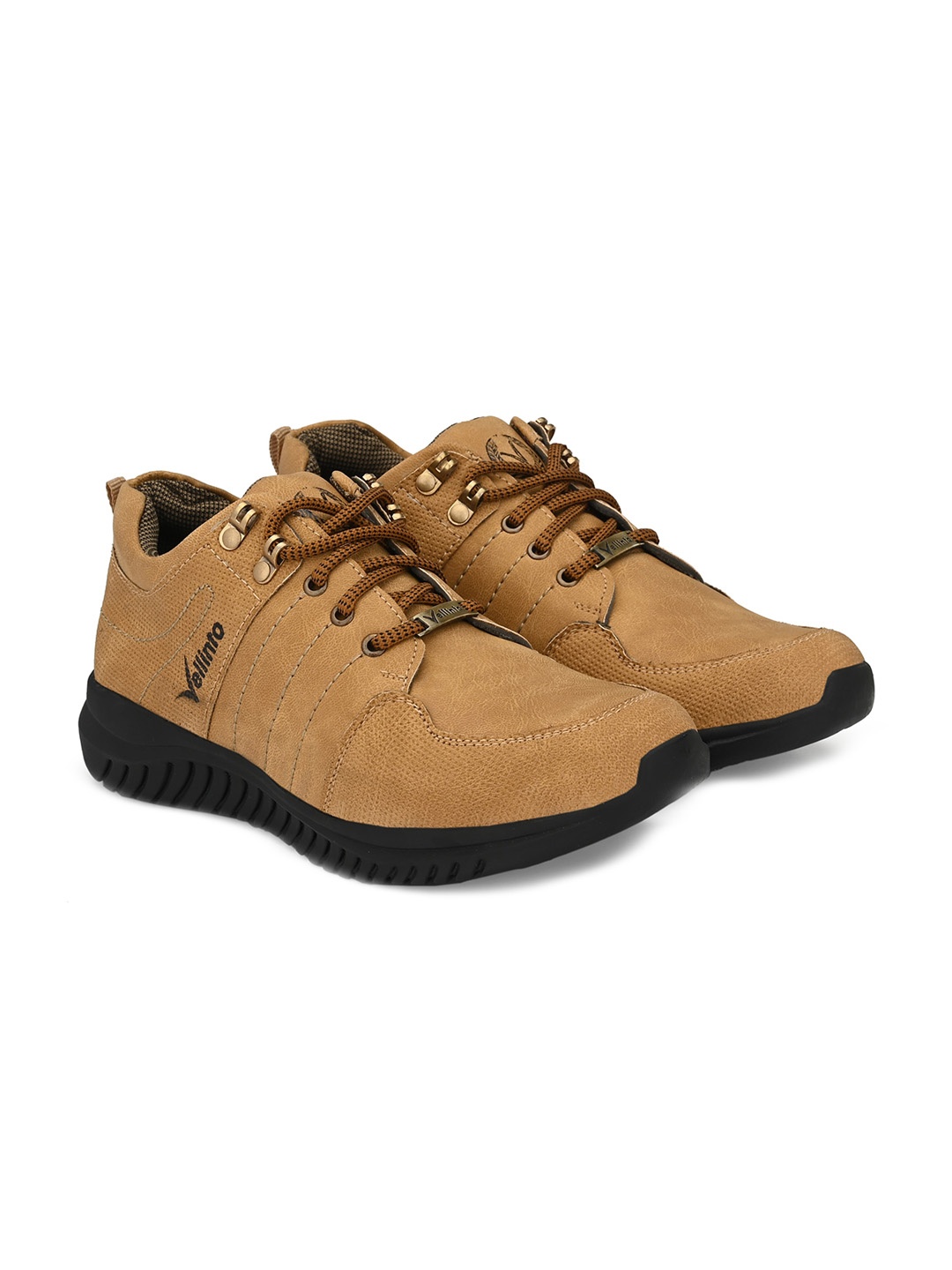 

Vellinto Men Textured Lightweight Combat Sneakers, Beige