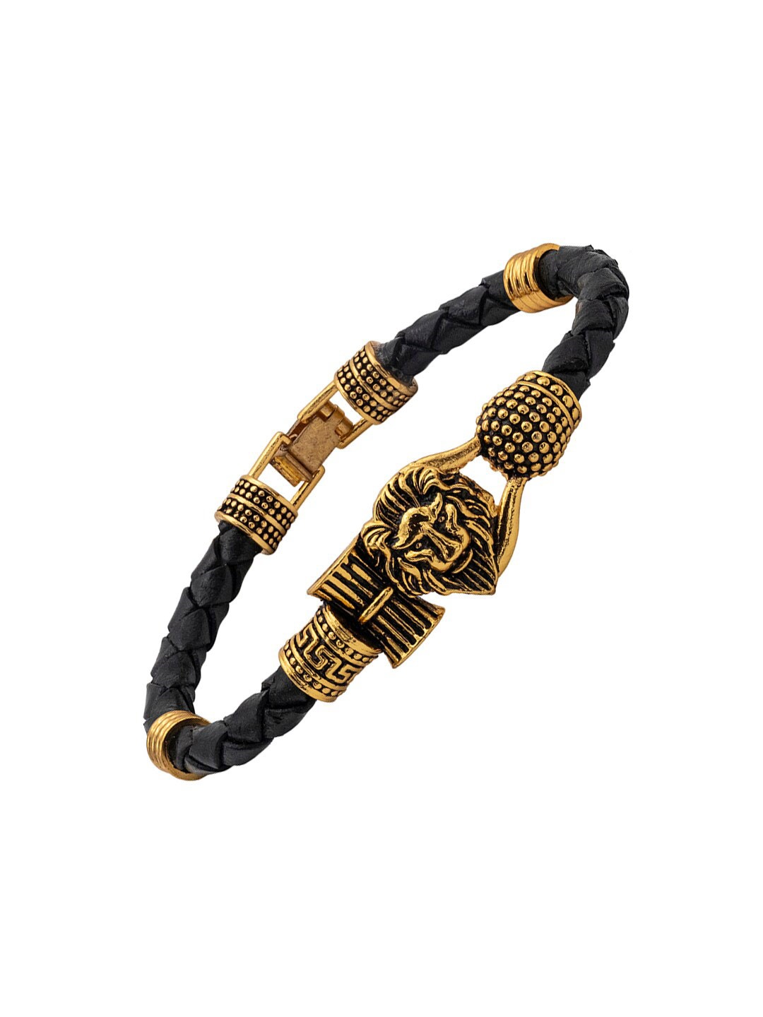 

bodha Men Gold-Plated Leather Kada Bracelet
